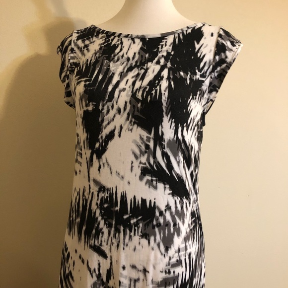 Apt. 9 Soft Abstract Print Black White Grey Dress - Picture 3 of 11